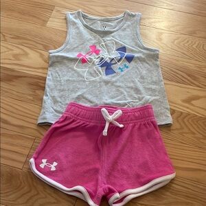 Under Armour Kids Tank and Shorts Set - Gray and Pink